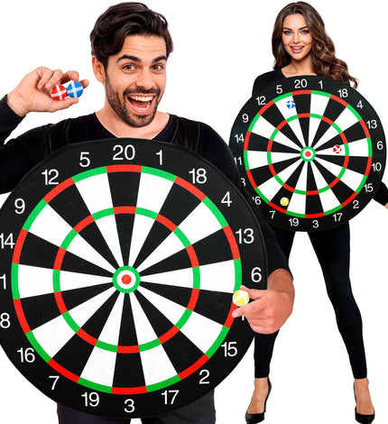 Dart game kostuum voor volwassenen vooraanzicht – kostuums