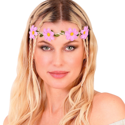 Haarband bloemen paars detailopname – kleding accessoires
