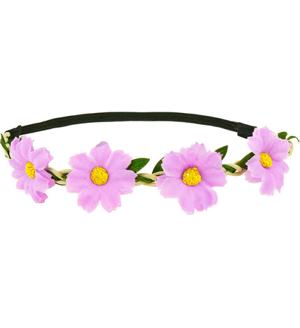 Haarband bloemen paars vooraanzicht – kleding accessoires