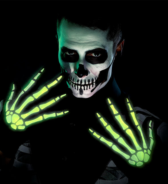 Skelet handschoenen glow-in-the-dark productfoto – handschoenen