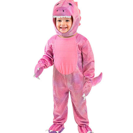 Dinosaurus roze jumpsuit voor meisjes achterkant – kostuums