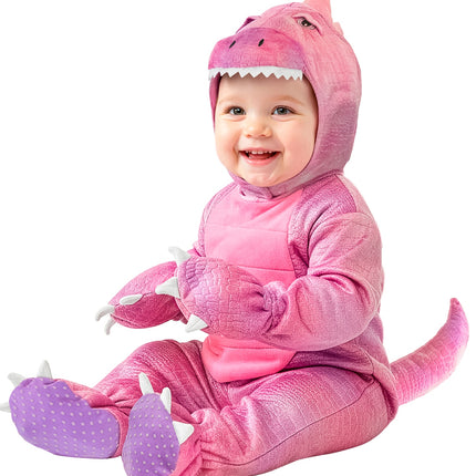Dinosaurus roze jumpsuit voor meisjes detailopname – kostuums