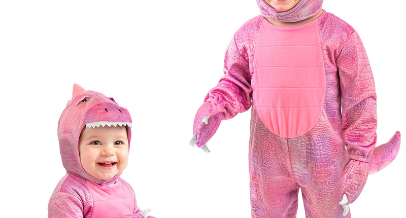 Dinosaurus roze jumpsuit voor meisjes vooraanzicht – kostuums