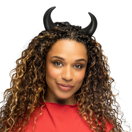 Zwarte duivelhoorntjes diadeem Halloween
