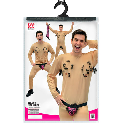 Gemene stripper jumpsuit met underpants voor heren close-up – kostuums