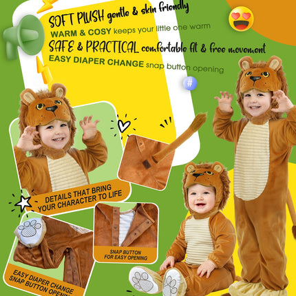 Leeuw jumpsuit voor jongens close-up – kostuums