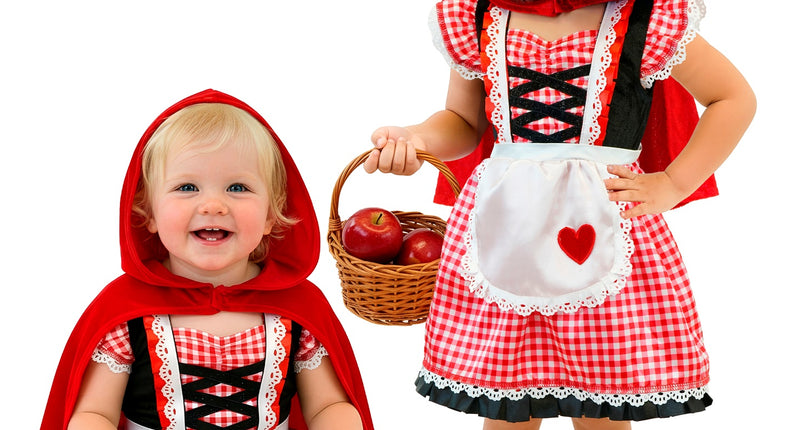Capelet rode jurk voor meisjes vooraanzicht – kostuums