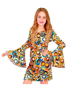 Jaren 70 groovy jurk Carly - meisjes disco verkleedjurk