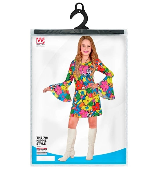 Hippie jurk jaren 60 meisje - achteraanzicht flower power