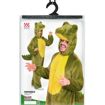 Verpakking krokodillenpak Widmann met jumpsuit, capuchon en masker
