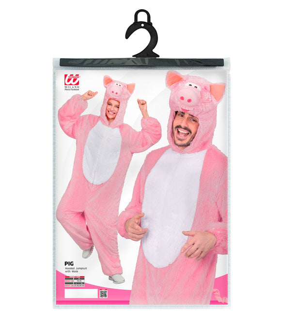 Verpakking van het varkenspak met maatoverzicht M, L en XL op lichaamslengte