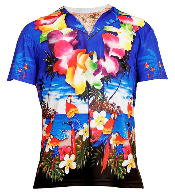 Hawaii 3D shirt gedragen, gespierde zomer fotoprint verkleedkleding heren