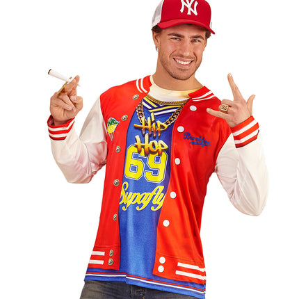 Hip hop fotorealistisch shirt achterkant, rapper kostuum 3D print detail