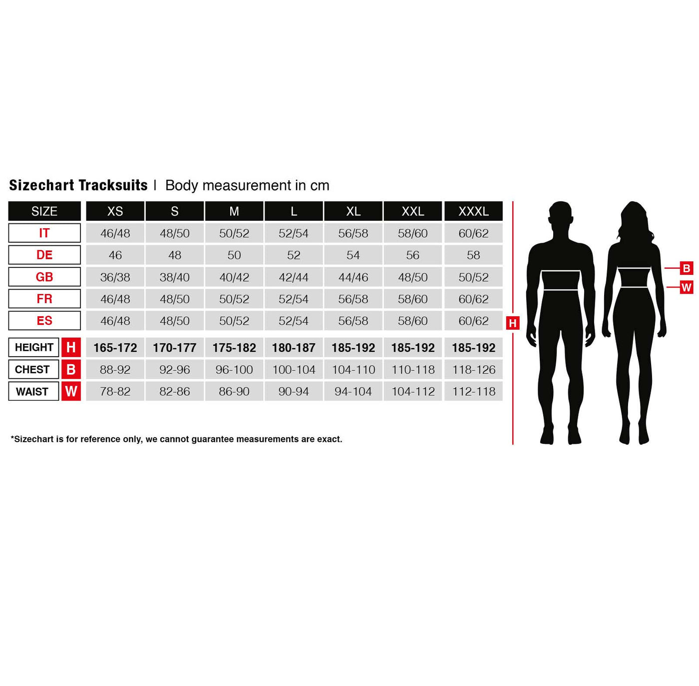 Size chart Tracksuit skulls gold