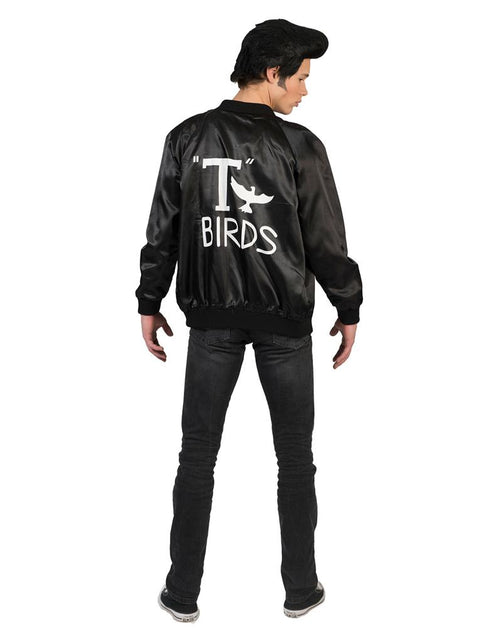 Achterkant T-bird jas heren met witte T-Birds opdruk en vogel, voor een jaren 50-feest