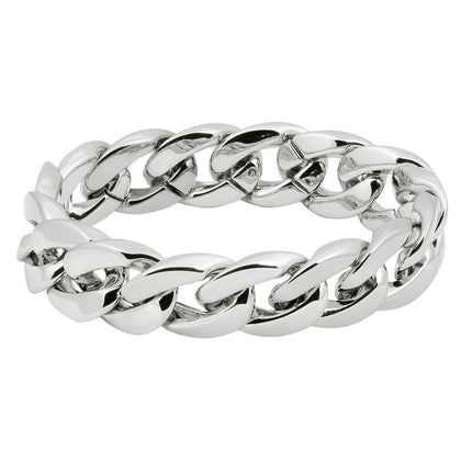 Armband Pimp zilver Rapper los vooraanzicht met brede afgeplatte gourmetschakels in chrome-look