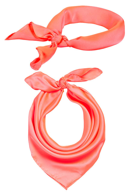 Bandana multifunctioneel roze, vierkante doek van 52x52 cm, geknoopt als haarband en als nekdoek