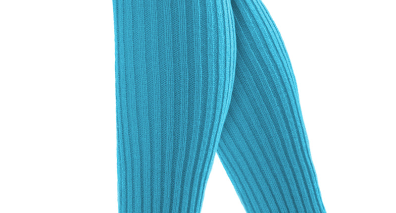 Beenwarmers basic turquoise, ribgebreid model van 40 cm over kuit en enkel, voor een jaren 80-feest