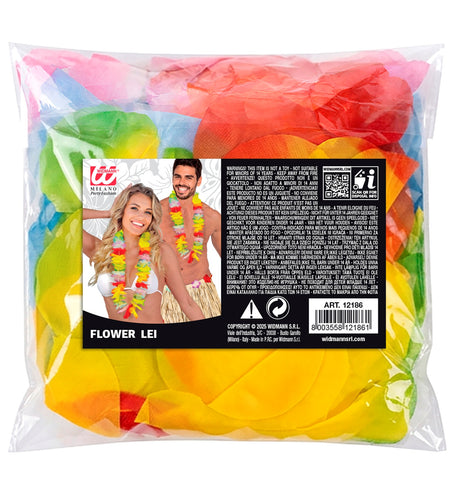 Bloemenkrans multicolor in polybag met Widmann-verpakkingslabel