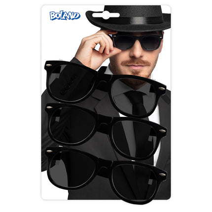 Boland 3 Blues Brother brillen zwart
