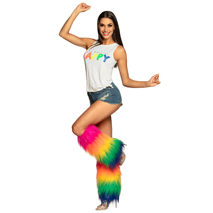 Boland Beenwarmers pluche Regenboog rave
