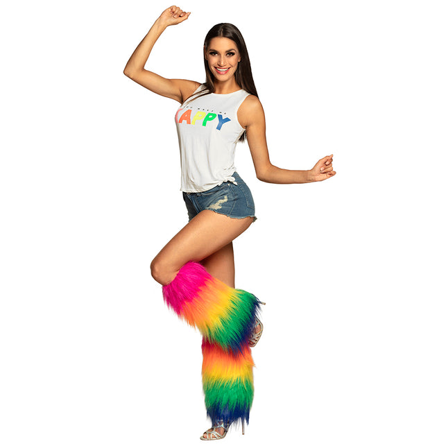 Boland Beenwarmers pluche Regenboog rave