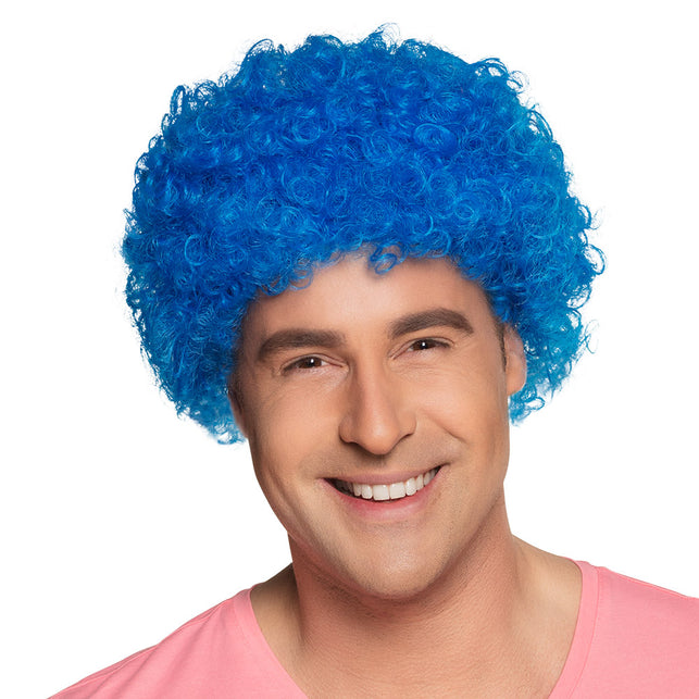 Boland Blauwe krul pruik Pop blauw