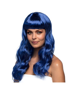 Boland Blauwe pruik lang golvend haar Chique