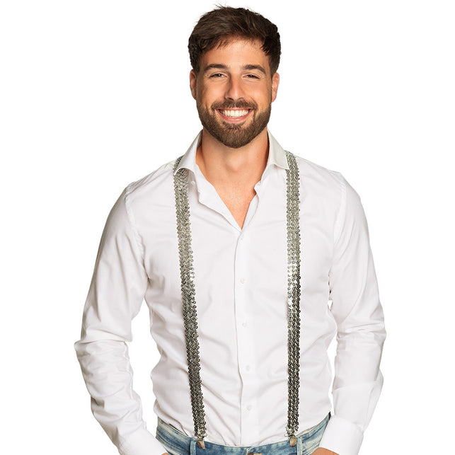 Boland Bretels Pailletten zilver