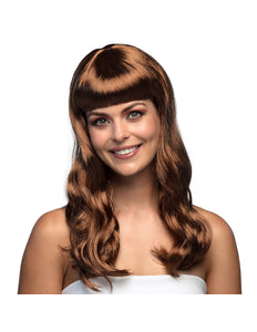 Boland Bruine pruik lang golvend haar Chique