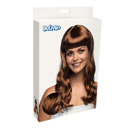 Boland Bruine pruik lang golvend haar Chique