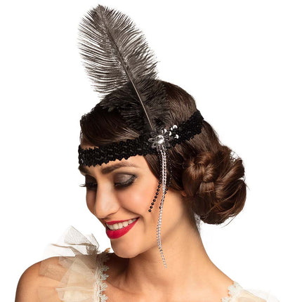Boland Charleston hoofdband Flapper zwart