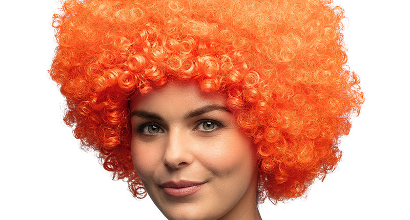 Boland Clown pruik afro krullen Groove oranje