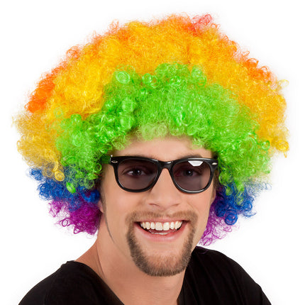 Boland Clown pruik afro krullen Groove regenboog