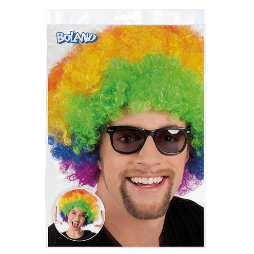 Boland Clown pruik afro krullen Groove regenboog