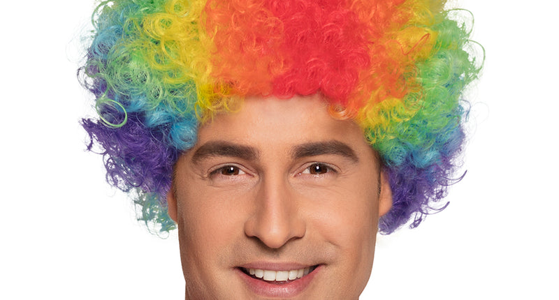 Boland Clown pruik krullen Pop veelkleurig