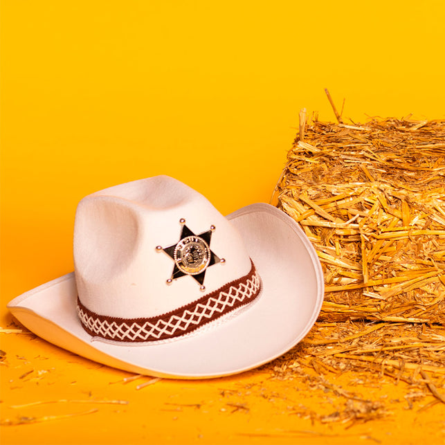 Boland Cowboyhoed Sheriff wit kind
