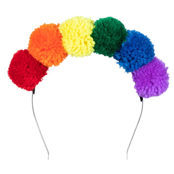 Boland Diadeem Pompon regenboog