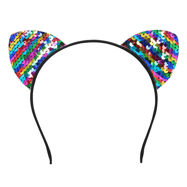 Boland Diadeem regenboog katten oren glitter