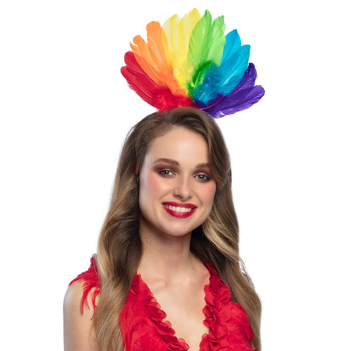 Boland Diadeem regenboog veren Pride