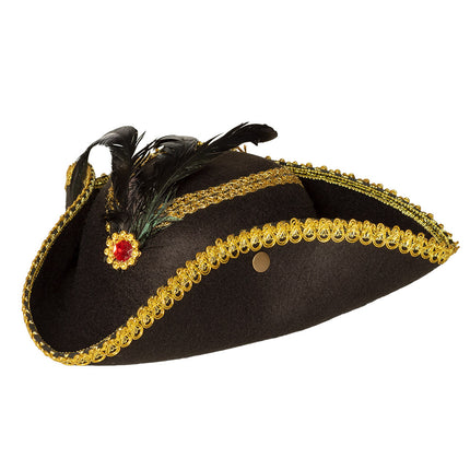 Boland Driesteek hoed zwart Admiraal Ruby Tricorn