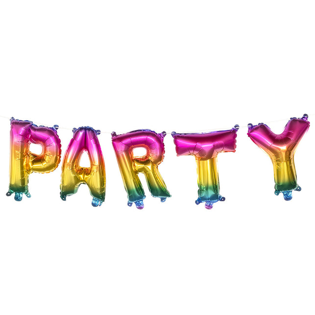 Boland Folieballonslinger 'Party' regenboog