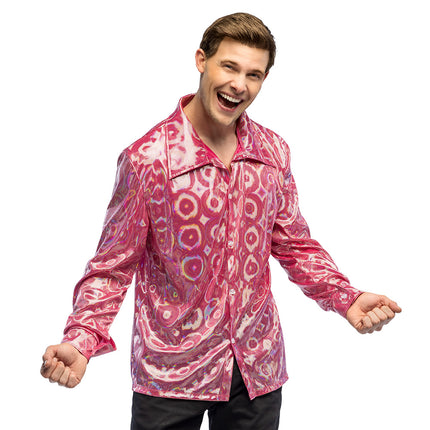 Boland Glanzend roze disco overhemd Lumi heren