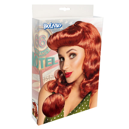 Boland Grease pruik Pin-up rood bruin