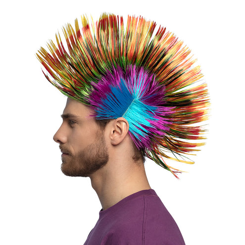 Boland Hanenkam pruik Spiky Mike veelkleurig