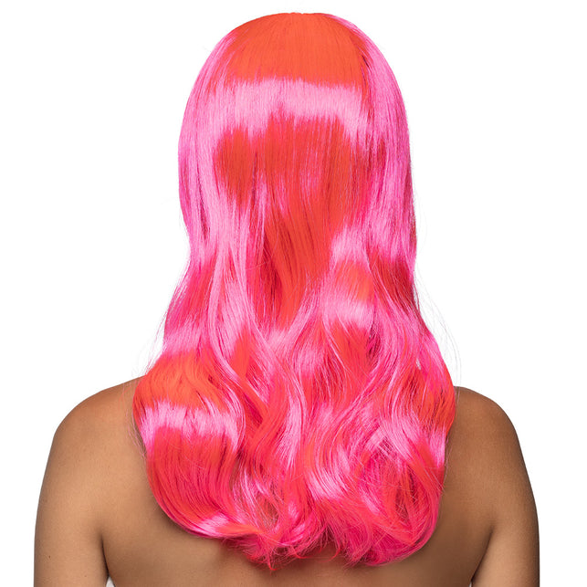 Boland Hard roze pruik lang golvend haar Chique