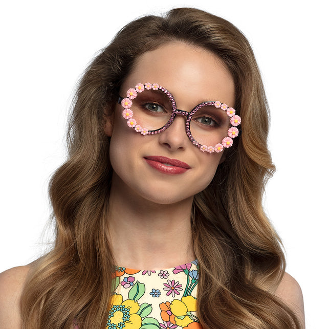 Boland Hippie bril roze bloemen