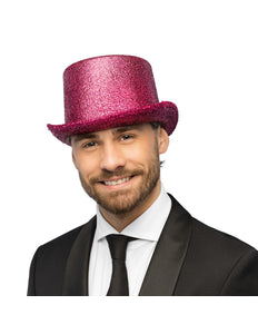 Boland Hoed Showtime roze (glitter hoge hoed)