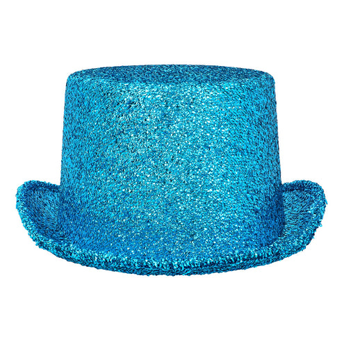 Boland Hoed Showtime turquoise (glitter hoge hoed)