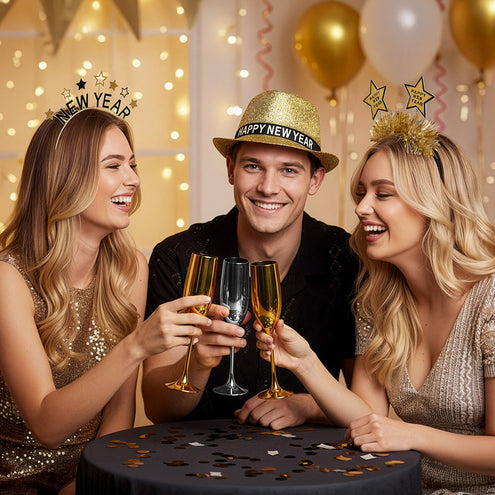 Boland Hoed Sparkling 'Happy new year' goud
